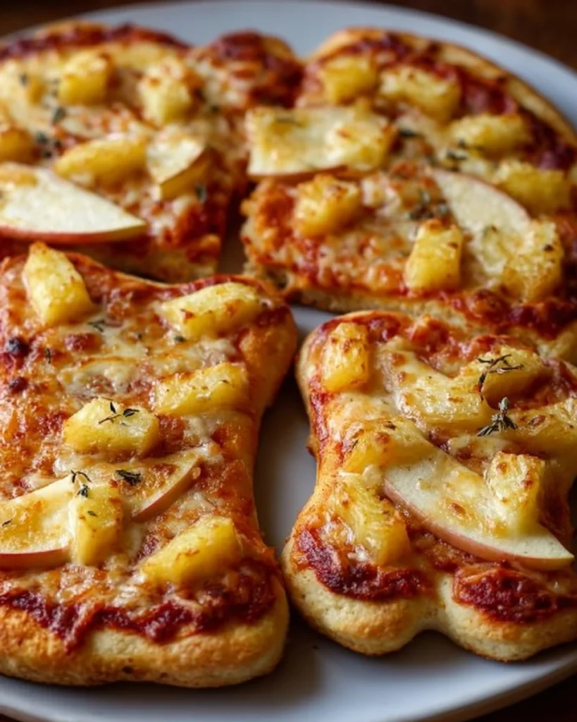 Apple and Cheese Dog Bone Pizza for dogs, a tasty treat for your furry friend.