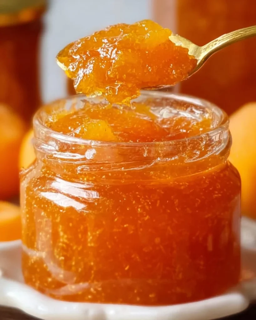Delicious apricot pineapple jam in a jar with fresh fruit