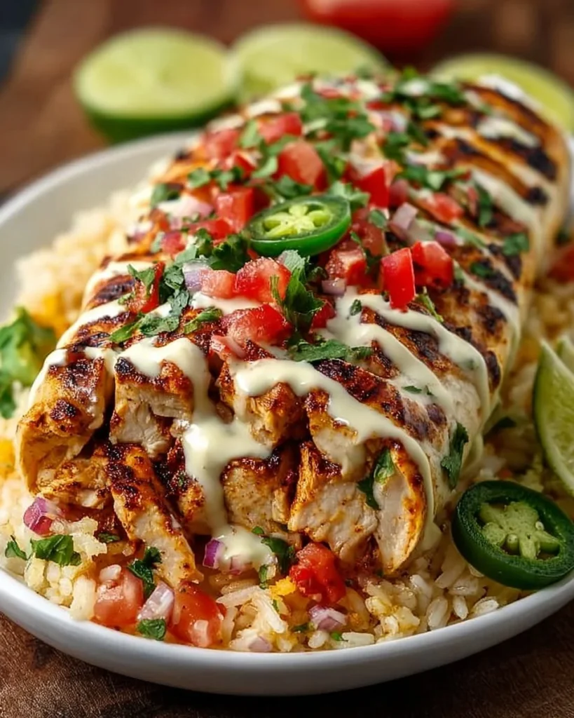 Easy Chipotle Ranch grilled chicken burrito with fresh ingredients