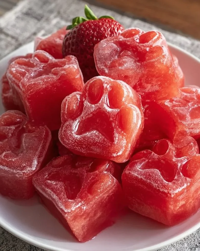 Frozen strawberry watermelon dog treats for your pet's enjoyment