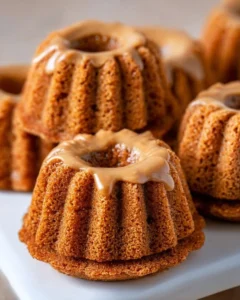 Mini peanut butter bundt cakes for dogs on a plate