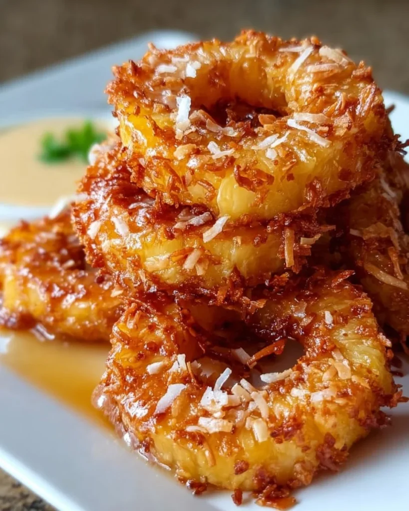 Delicious rum-soaked fried pineapple served as a tropical dessert.