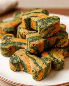 Healthy spinach and carrot dog treats for pets