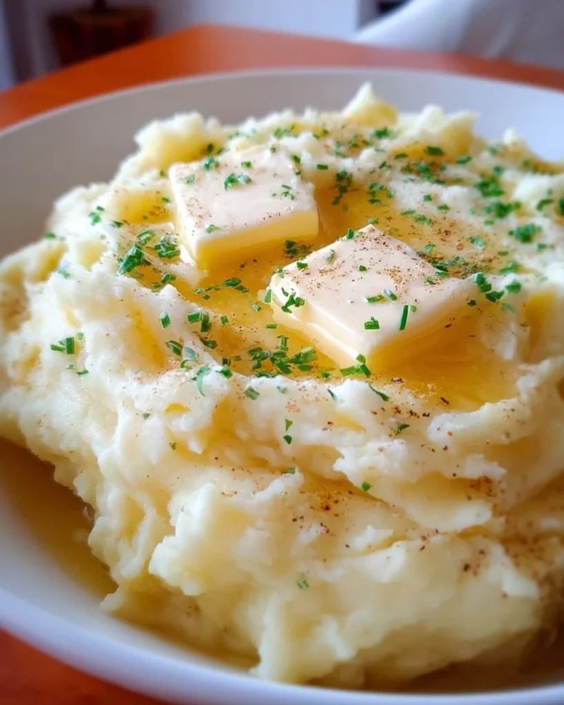 Deliciously creamy best ever mashed potatoes topped with butter