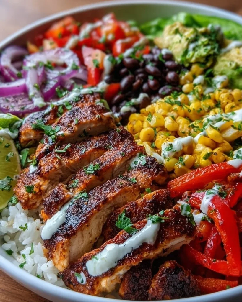 Delicious Cajun Chicken Bowl with vibrant vegetables and spices