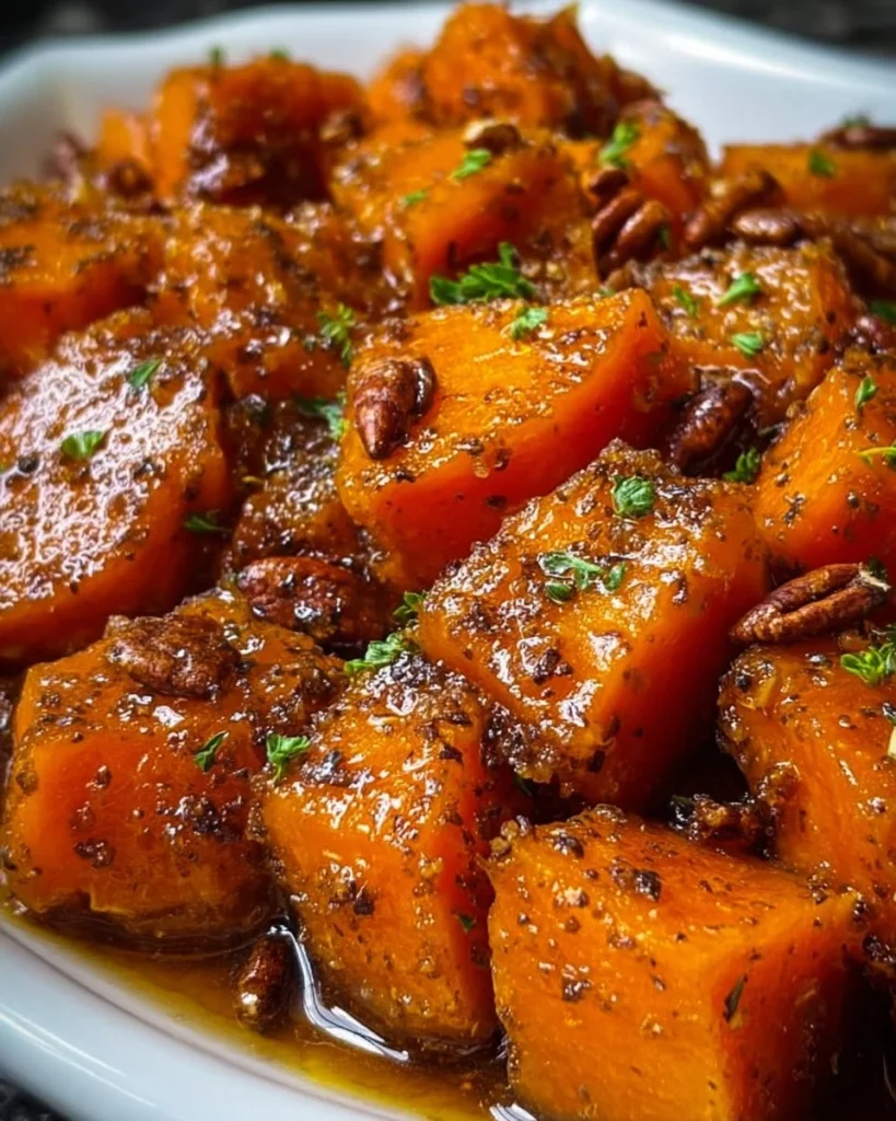 Delicious candied yams with butter and cinnamon, a festive side dish