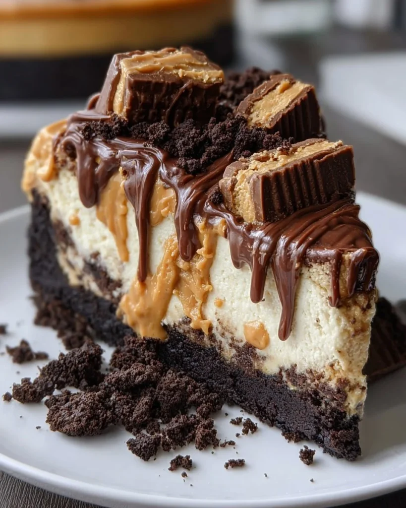 Delicious Chocolate Peanut Butter Cheesecake with a creamy texture and rich flavors