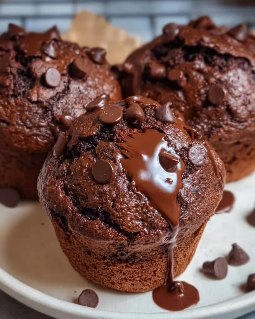 Delicious chocolate sourdough muffins fresh out of the oven.
