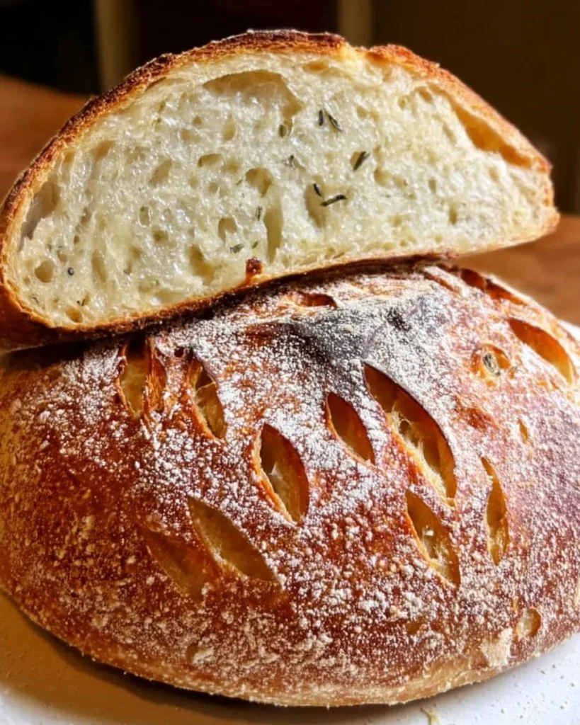 Classic artisan sourdough loaf made with olive oil and honey
