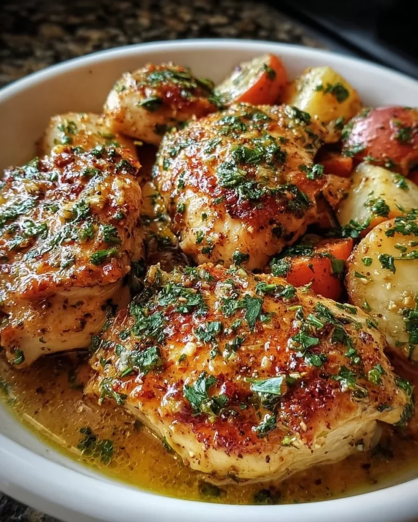 Slow-cooked Garlic Butter Chicken in a crockpot