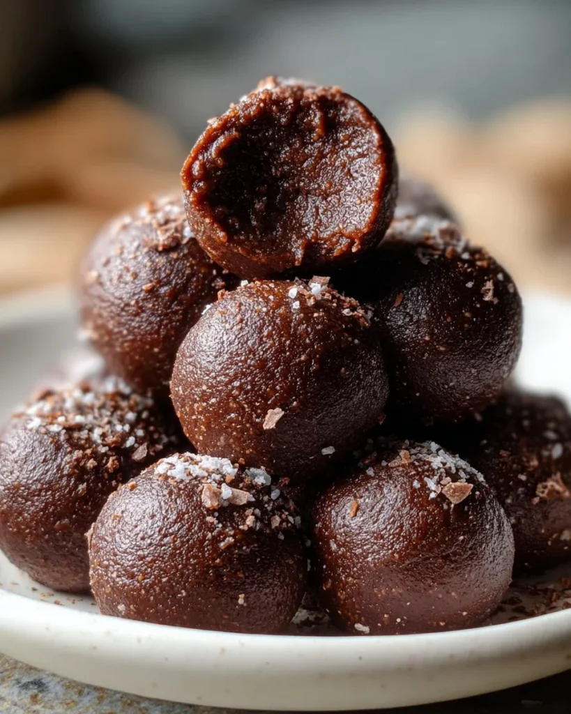 Delicious no bake brownie bites topped with chocolate and nuts