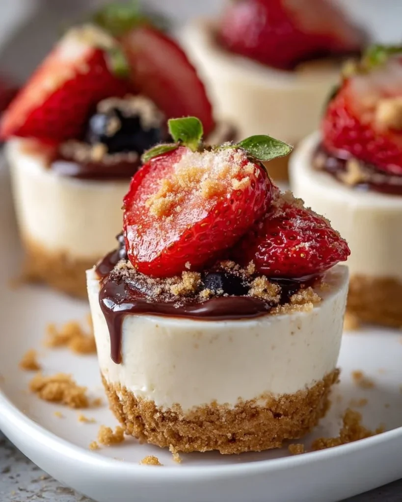 Delicious no bake cheesecake cups topped with fresh berries