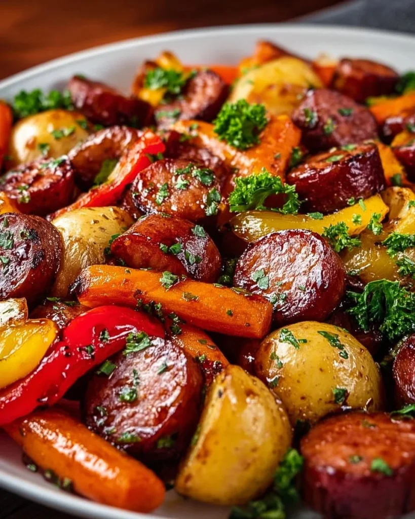 One-Pan Honey Garlic Kielbasa with colorful veggies for a quick family meal