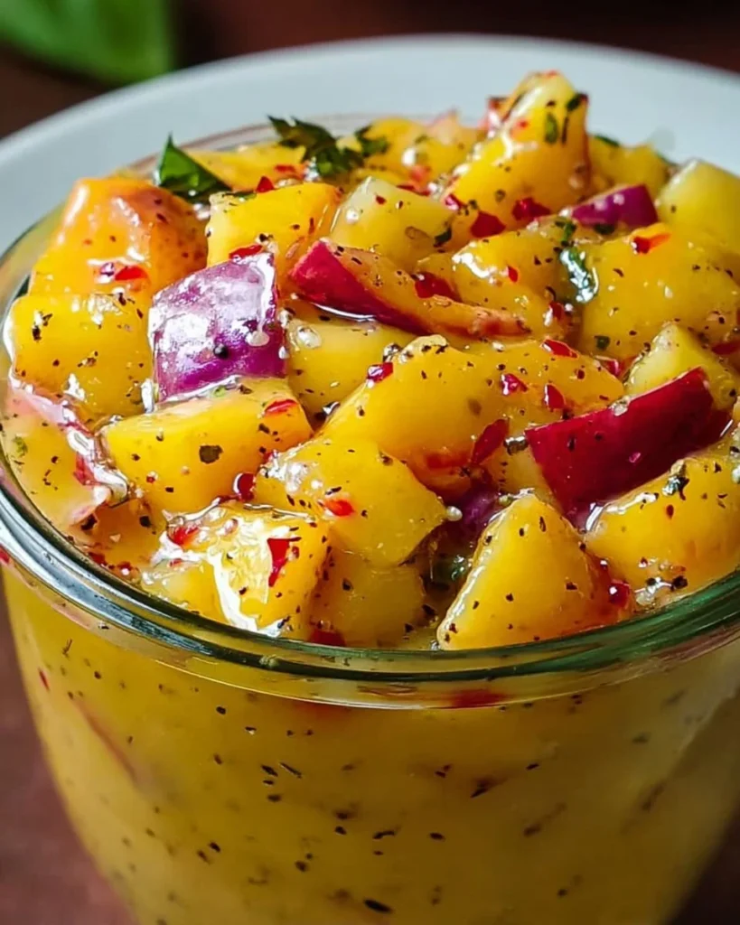 Delicious Peach Salad Dressing recipe drizzled over a fresh salad.