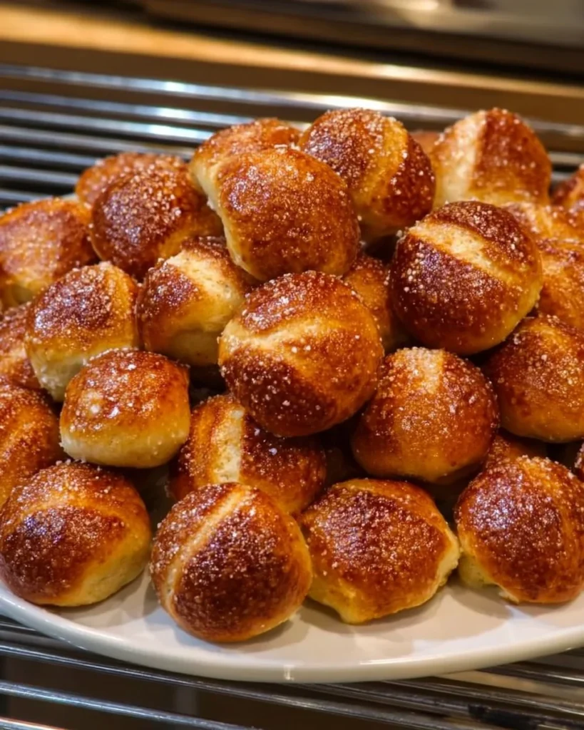 Soft and chewy sourdough pretzel bites made with sourdough discard