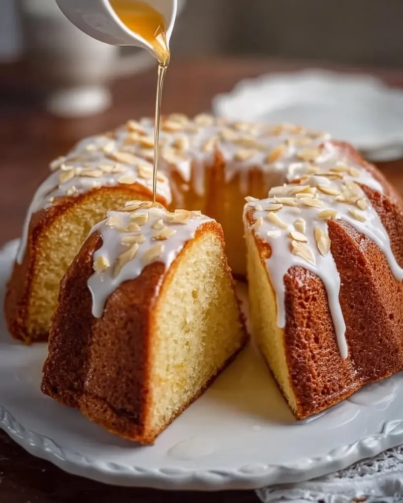 Delicious slice of classic pound cake on a plate ready to be enjoyed