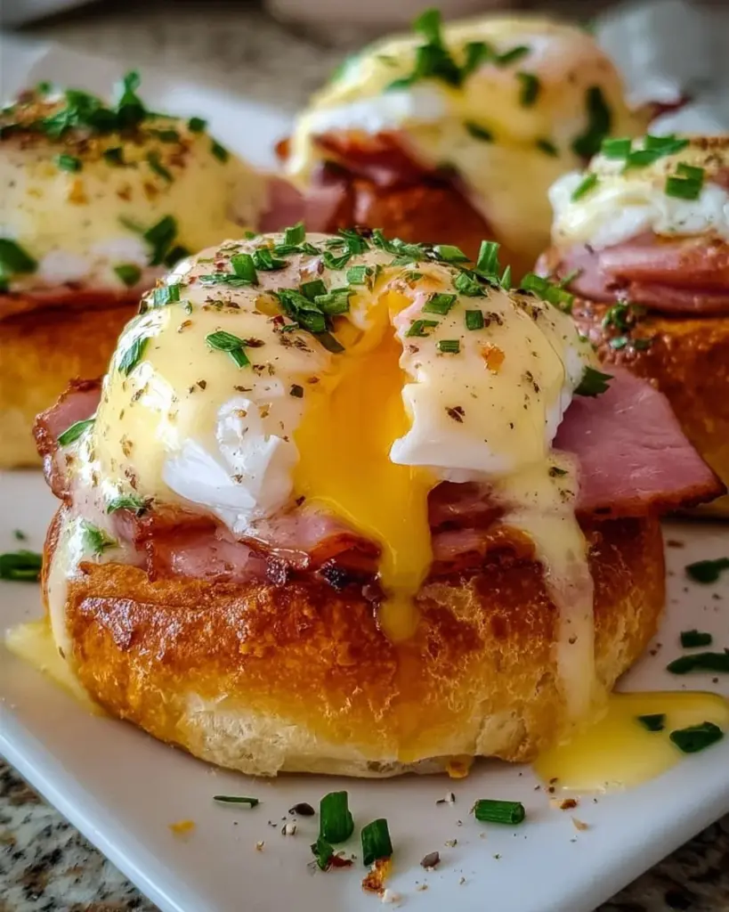 Delicious Eggs Benedict Breakfast Rolls served on a plate