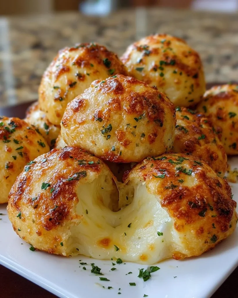 Garlic butter cheese bombs served fresh from the oven