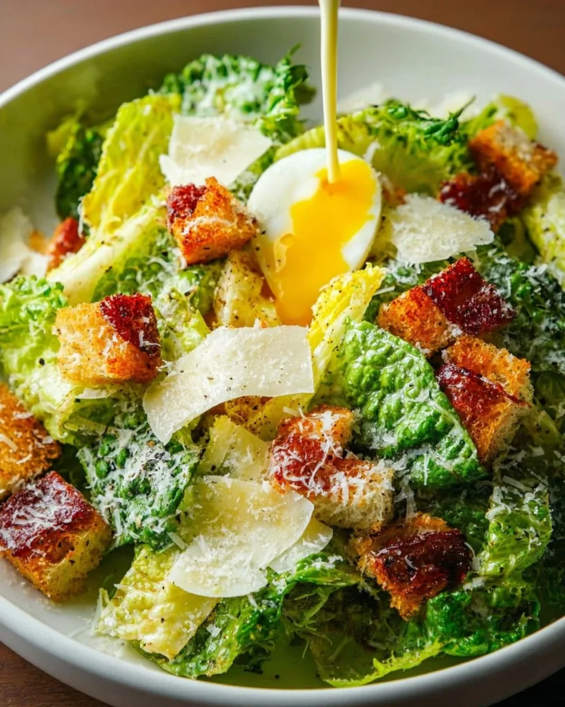 Homemade Caesar salad dressing in a bowl with fresh ingredients