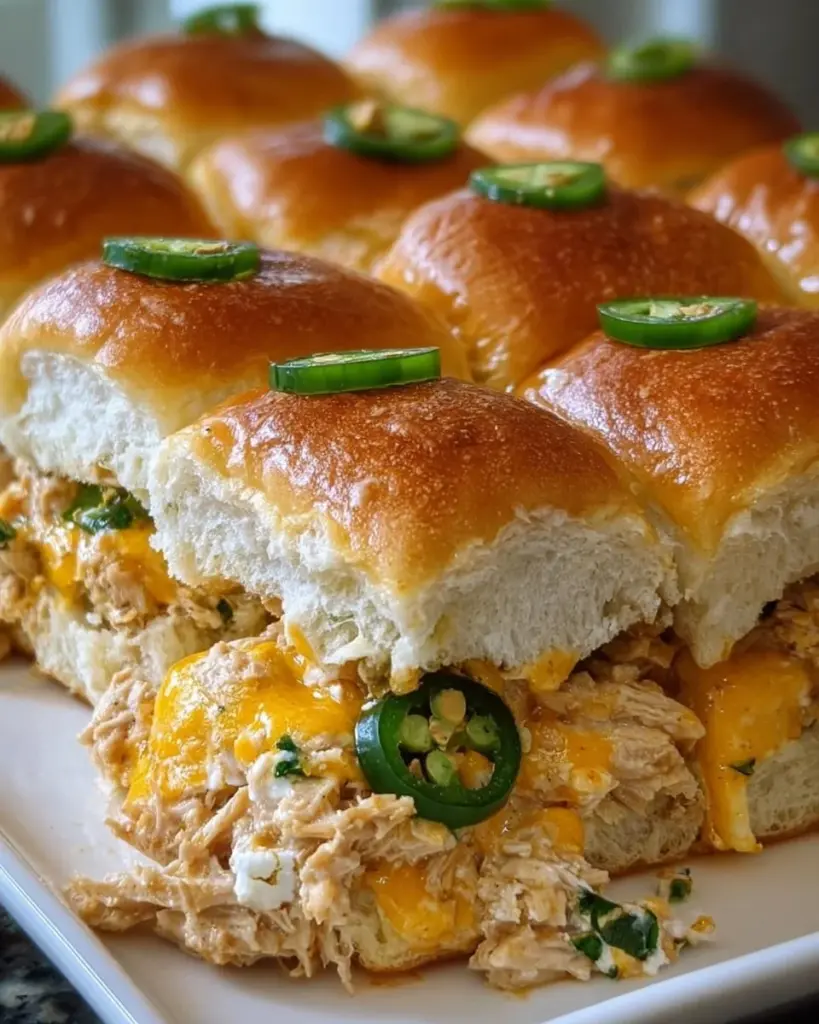 Delicious Jalapeño Chicken Sliders served on a platter