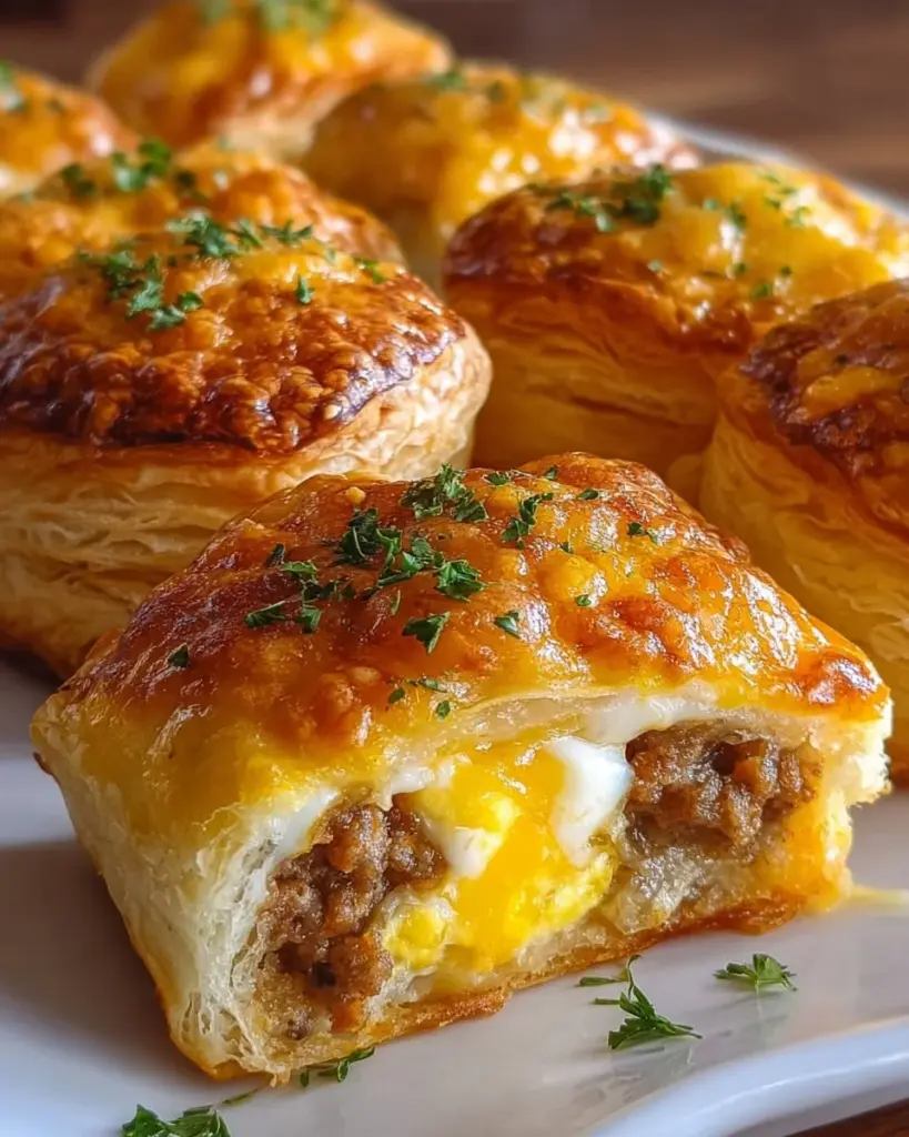 Sausage, Egg & Cheese Breakfast Puffs ready to eat