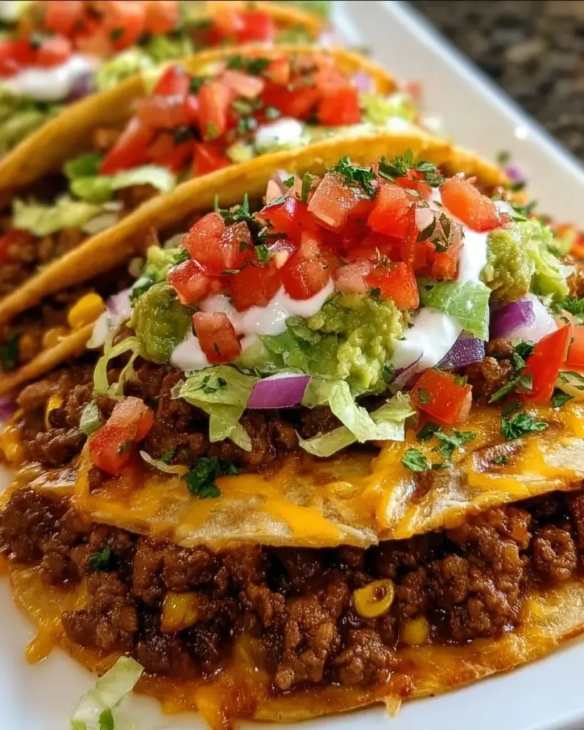 Delicious Sheet Pan Tacos topped with fresh ingredients and served hot from the oven.