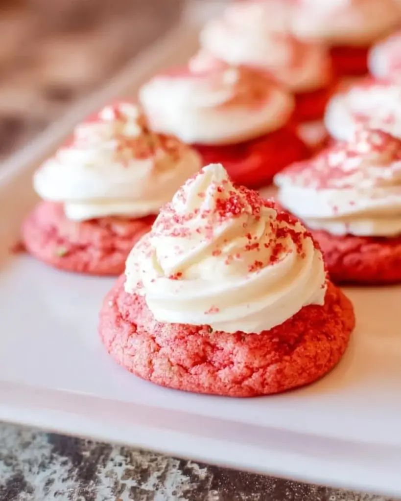 Delicious homemade strawberry cake mix cookies on a plate