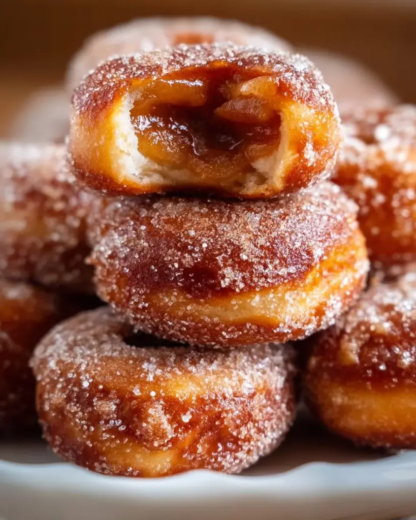 Delicious homemade apple pie doughnuts with cinnamon glaze and apple chunks
