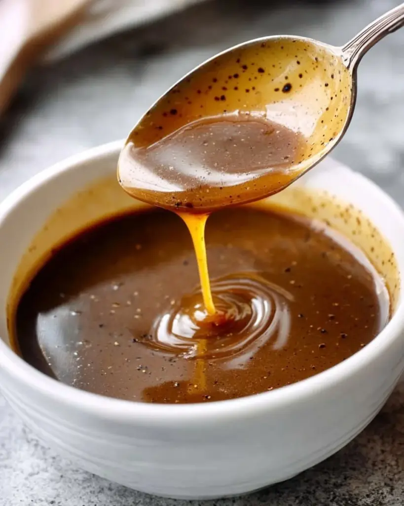 Homemade balsamic vinaigrette drizzled over a fresh salad.