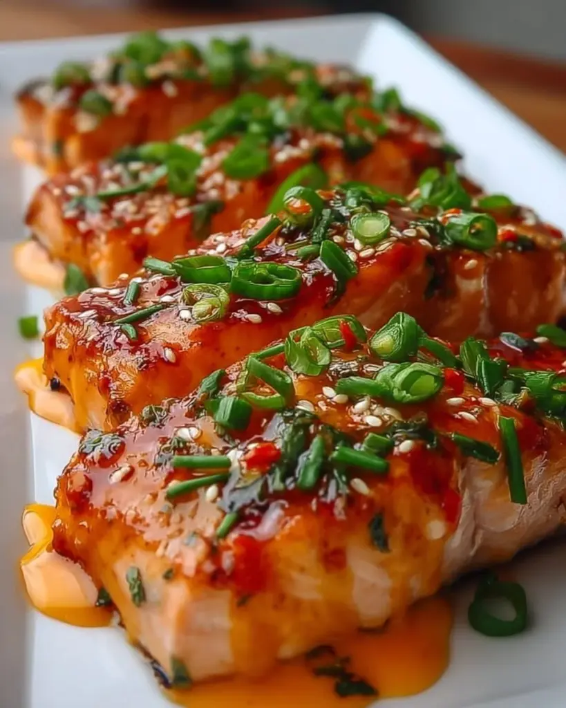 Bang Bang Salmon dish with vibrant colors and garnishing