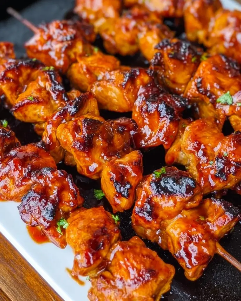 Delicious Beer and Honey BBQ Chicken Skewers on a grill, perfect for BBQ enthusiasts