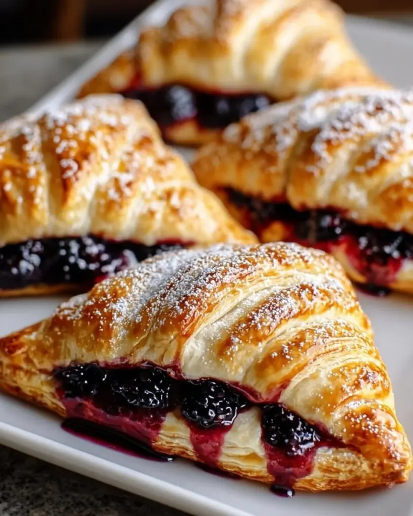 Freshly baked blackberry turnovers on a plate