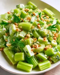 Delicious celery salad with fresh vegetables and a light dressing