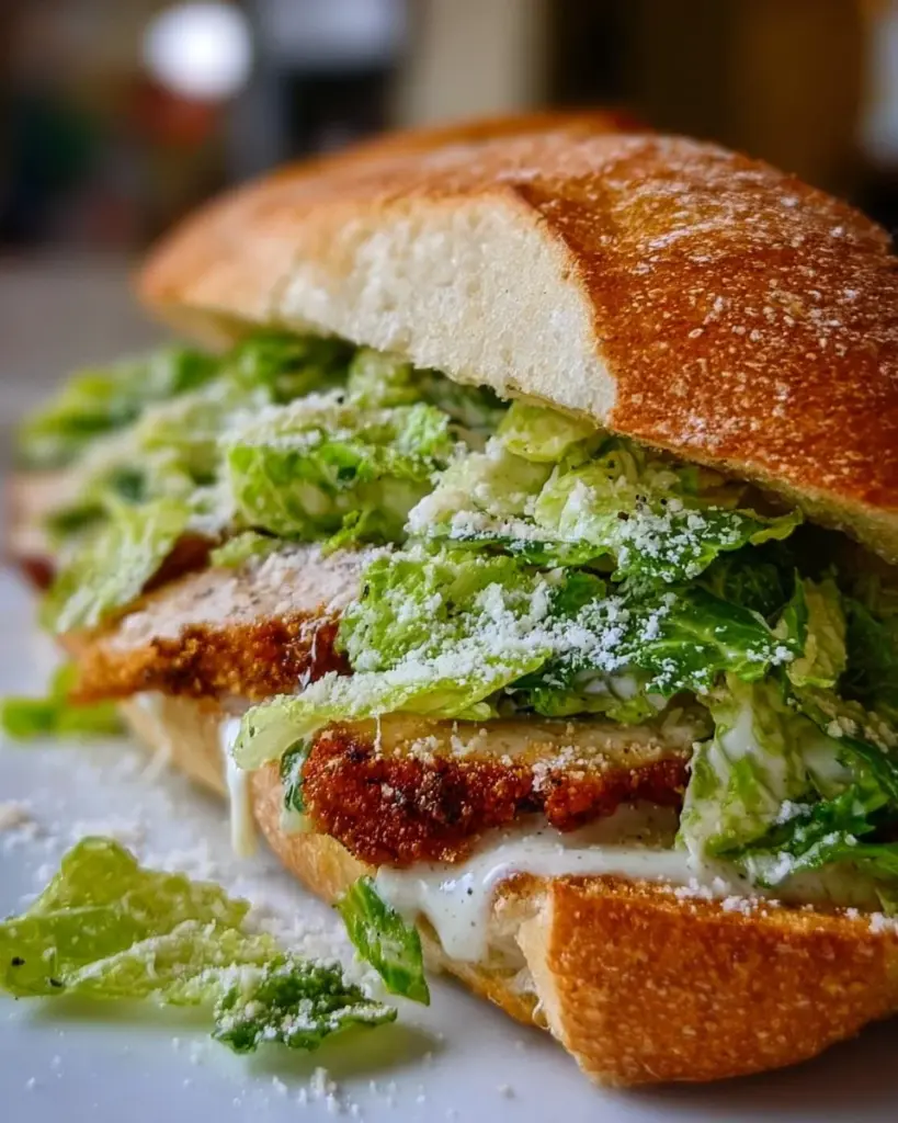 Delicious Chicken Caesar sandwich with grilled chicken and romaine lettuce.