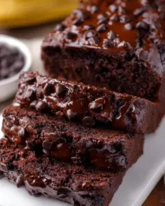 Homemade high-protein chocolate banana bread fresh out of the oven