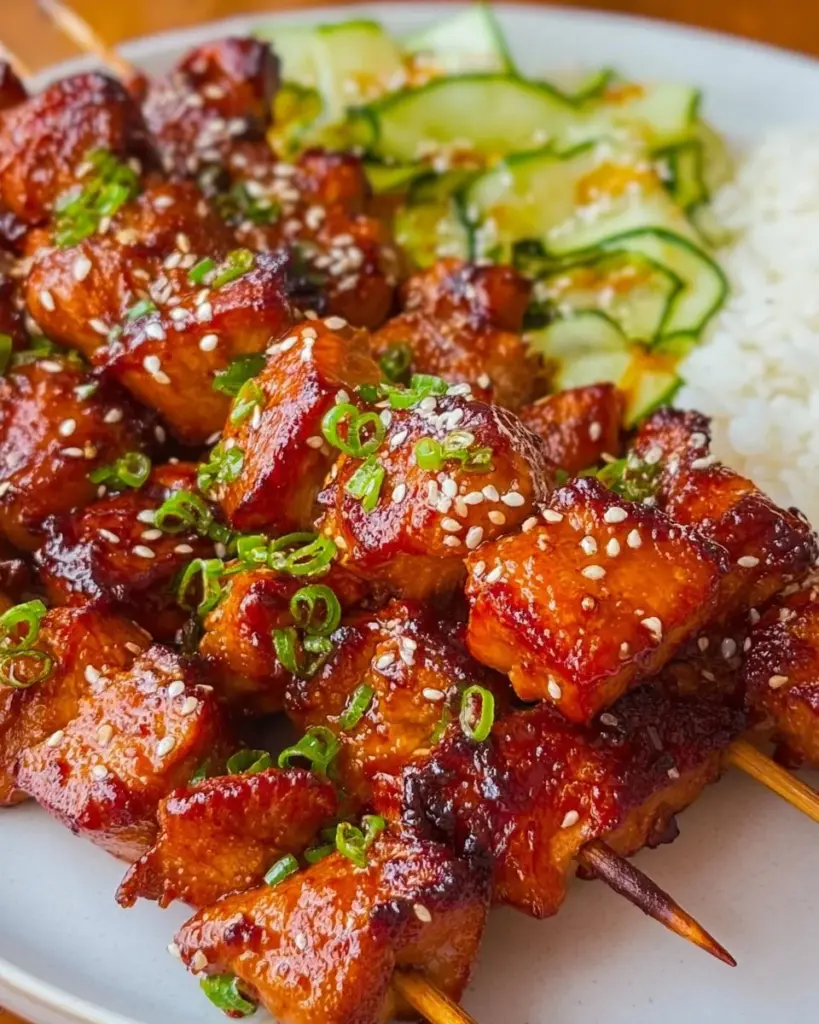 Delicious Korean BBQ chicken skewers ready for grilling and serving