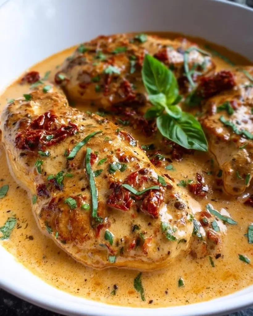Delicious Marry Me Chicken served with creamy sauce and herbs