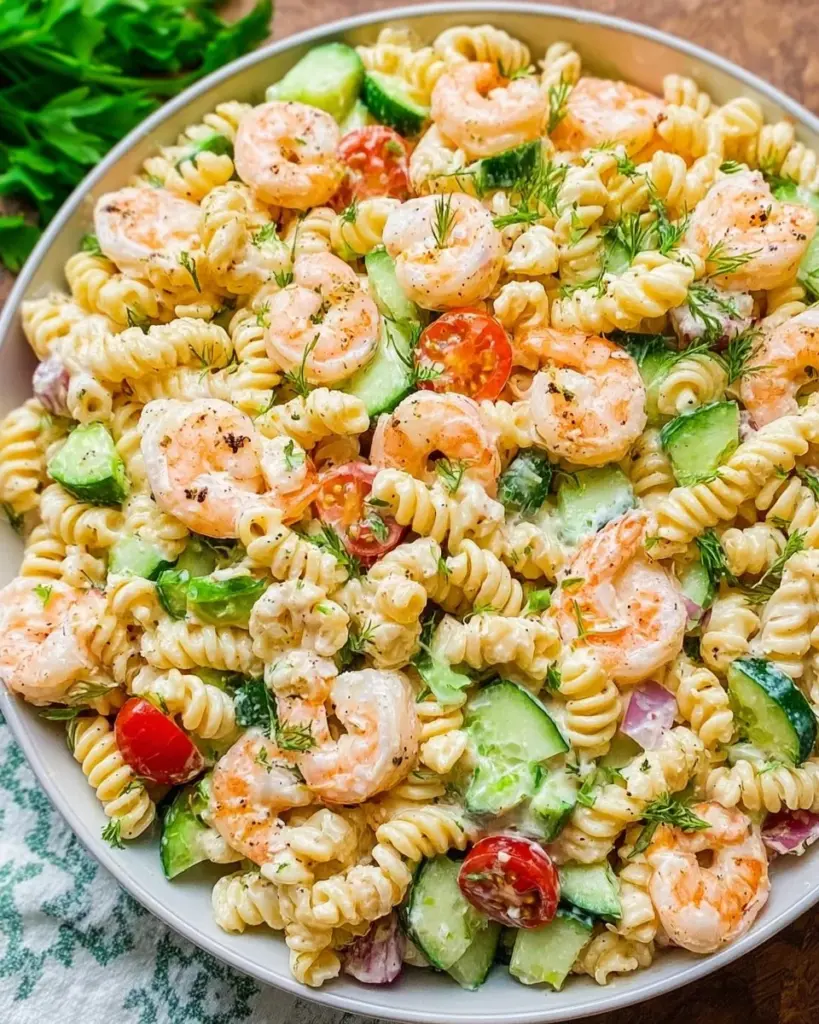 Delicious Seafood Pasta Salad with fresh ingredients and vibrant colors