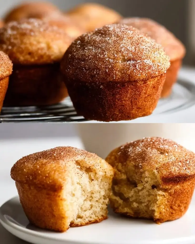 Freshly baked snickerdoodle muffins with cinnamon sugar topping