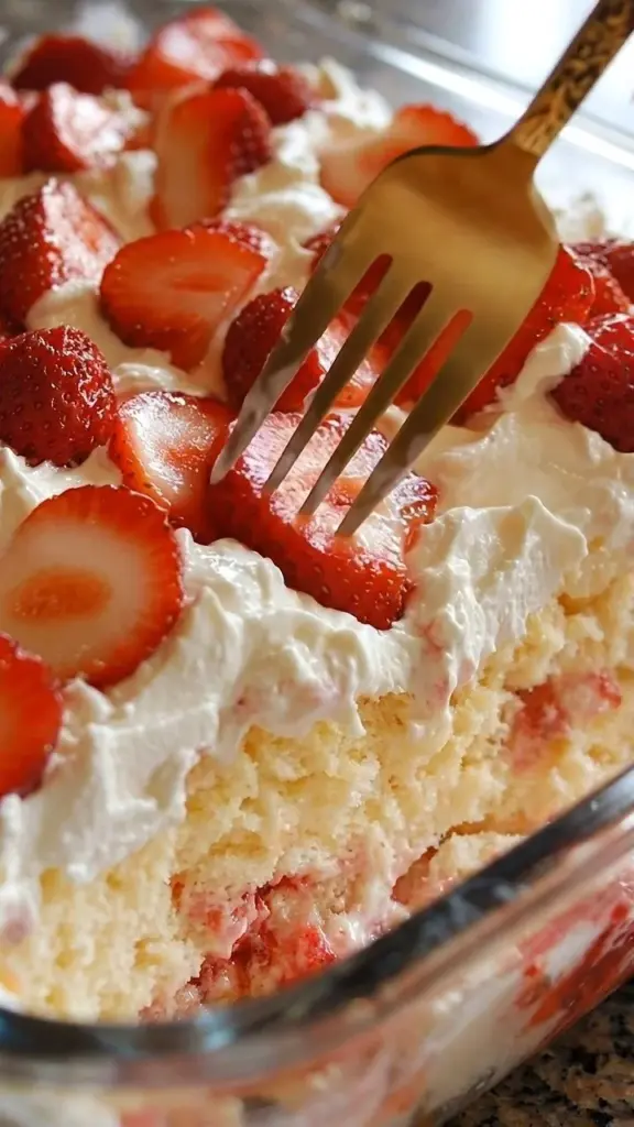 Delicious Strawberry Cream Cake with fresh strawberries and creamy frosting