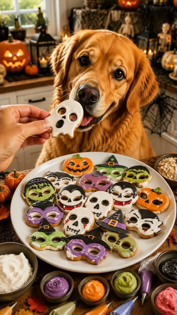 Decorative Halloween Mask Cookies for festive celebrations and parties