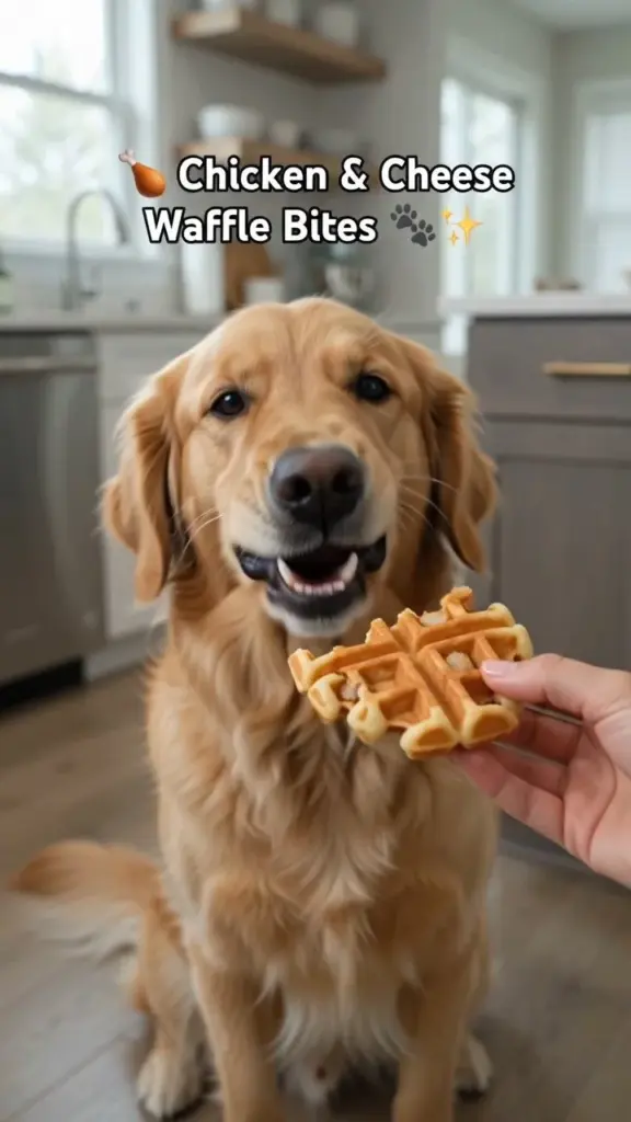 Delicious homemade chicken cheese waffle bites on a plate