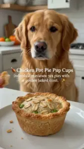 Homemade chicken pot pie puppy cups for dogs, a delicious treat