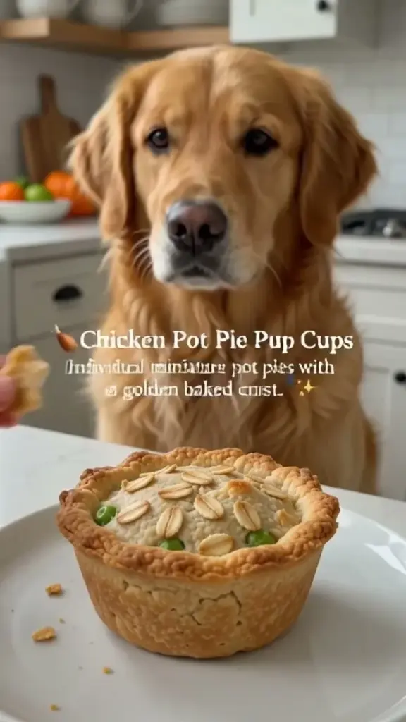 Homemade chicken pot pie puppy cups for dogs, a delicious treat