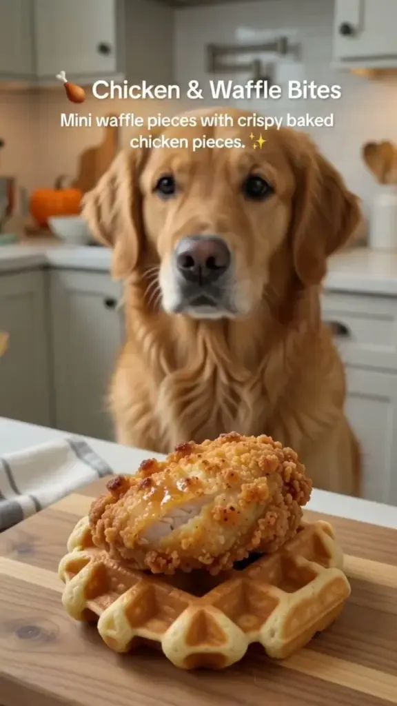 Homemade chicken and waffle bites, a delicious snack blending sweet and savory.