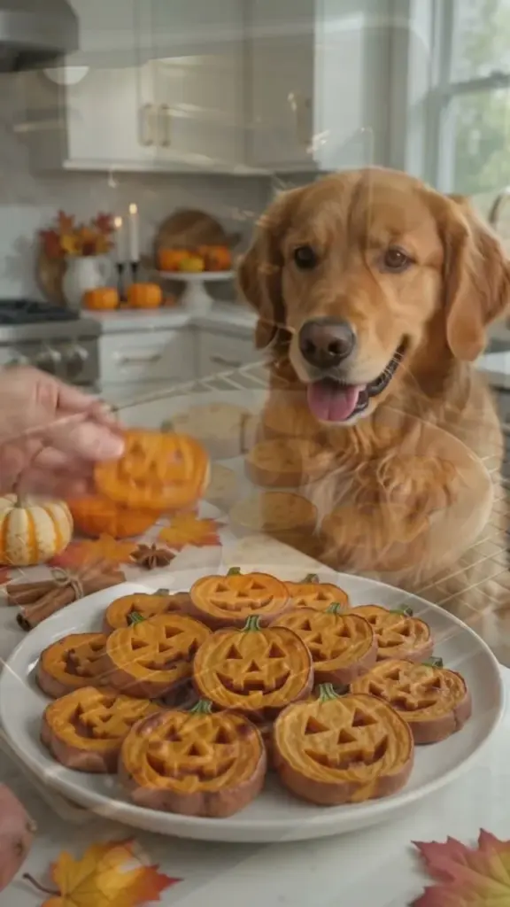 Homemade Jack-o'-Lantern Sweet Potato Chews for pets