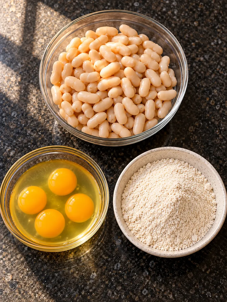 Ingredients for 3-ingredient high-protein white kidney bean bread